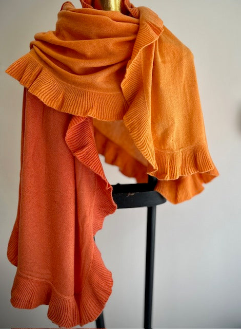 Cashmere Ruffled Shawl Two Tone