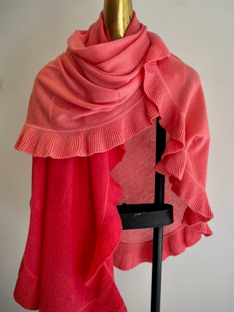 Cashmere Ruffled Shawl Two Tone