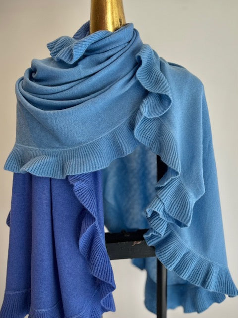 Cashmere Ruffled Shawl Two Tone