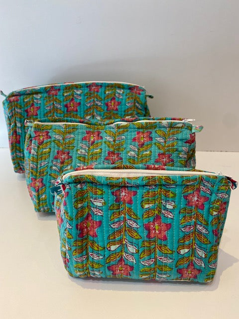 Hand Blocked Cotton Travel Set Of 3.       March Sale 25% Off ....At Checkout Use Code March25