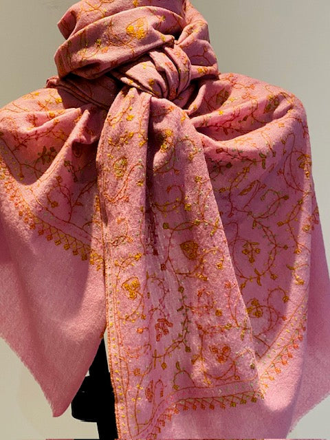 Kashmiri Shawl With All Over Embroidery.     March Sale 25% Off ....At Checkout Use Code March25