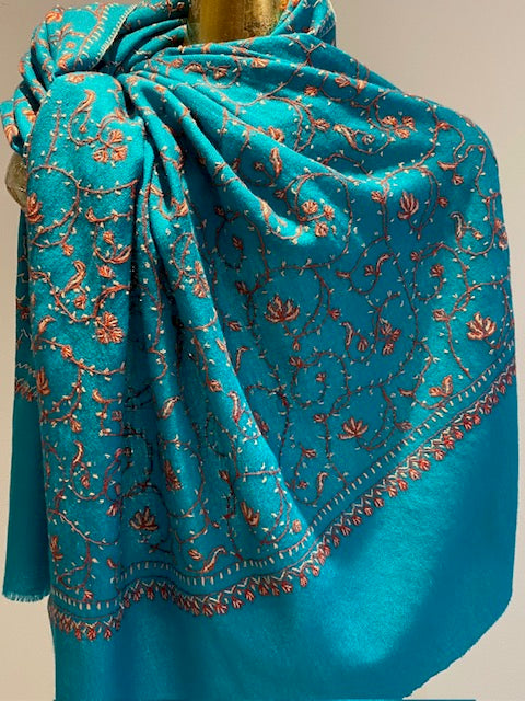 Kashmiri Shawl With All Over Embroidery.     March Sale 25% Off ....At Checkout Use Code March25