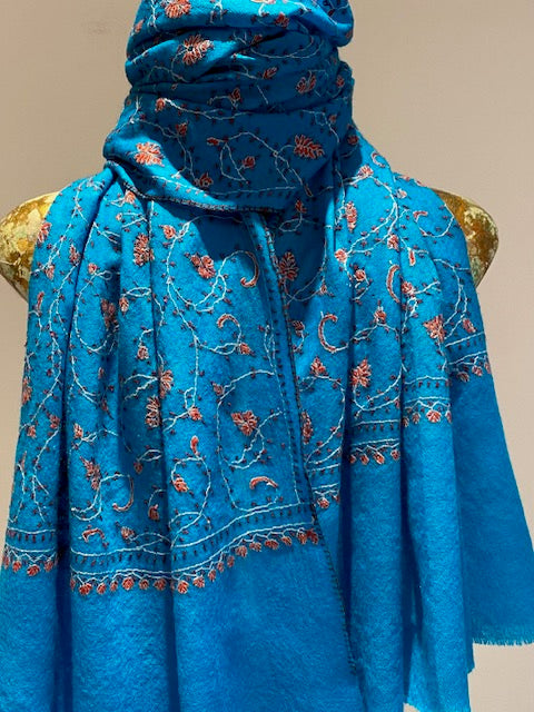 Kashmiri Shawl With All Over Embroidery.     March Sale 25% Off ....At Checkout Use Code March25