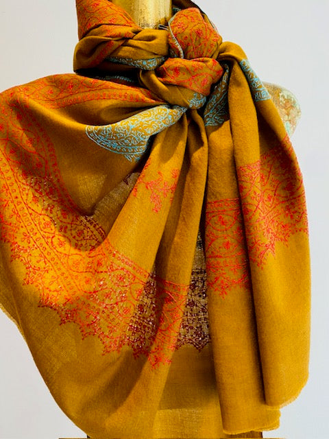 Kashmiri Shawl With Embroidery.     March Sale 25% Off ....At Checkout Use Code March25