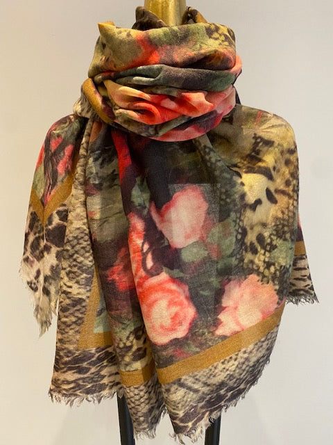 Wool Printed Scarf.       March Sale 25% Off ....At Checkout Use Code March25