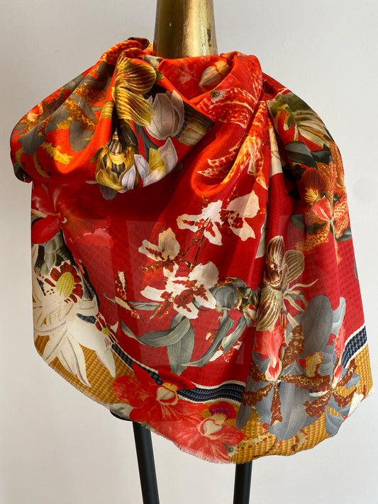 Spring Silk Scarf.       March Sale 25% Off ....At Checkout Use Code March25