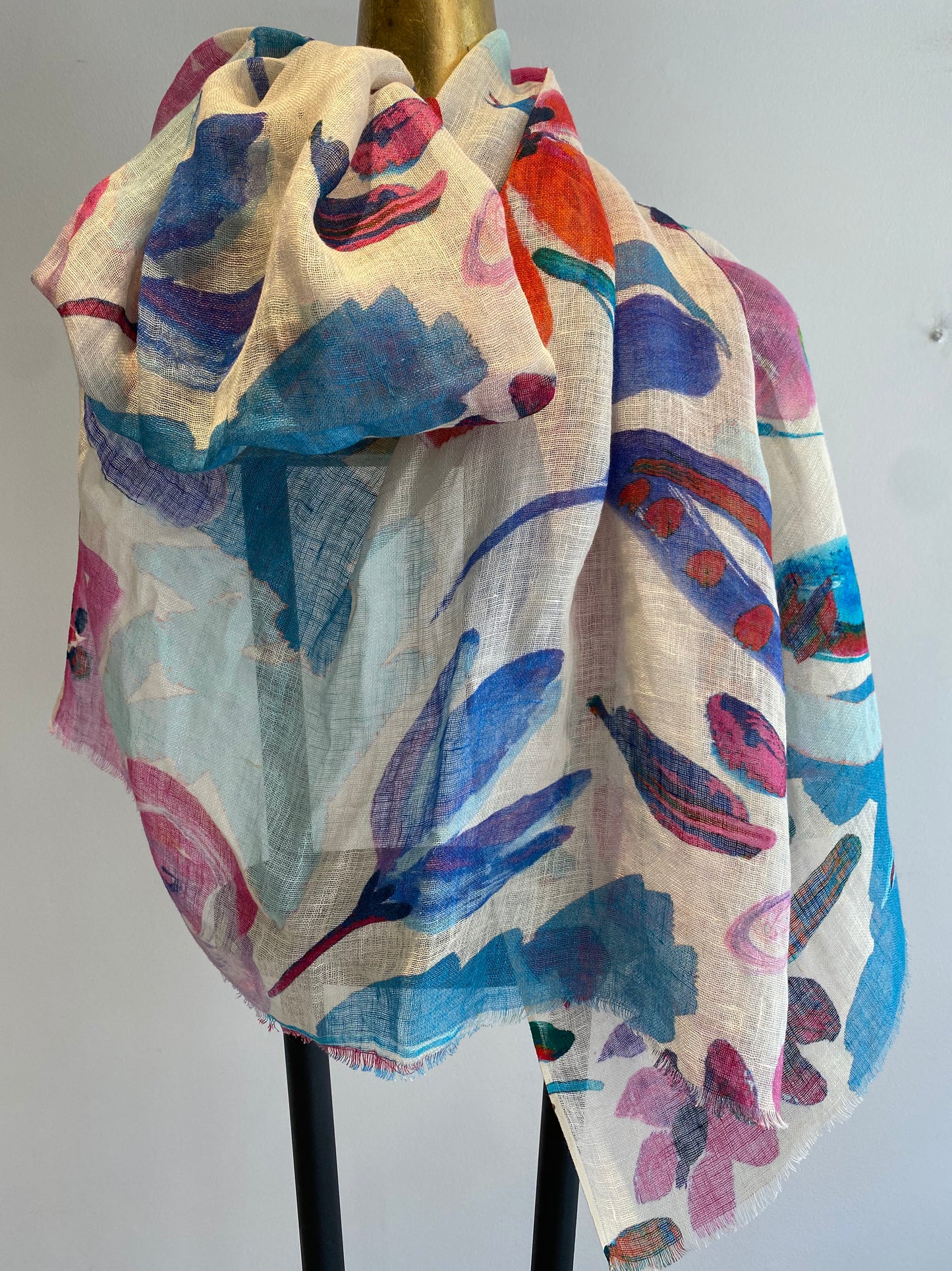 Linen Printed Scarf.      March Sale 25% Off ....At Checkout Use Code March25