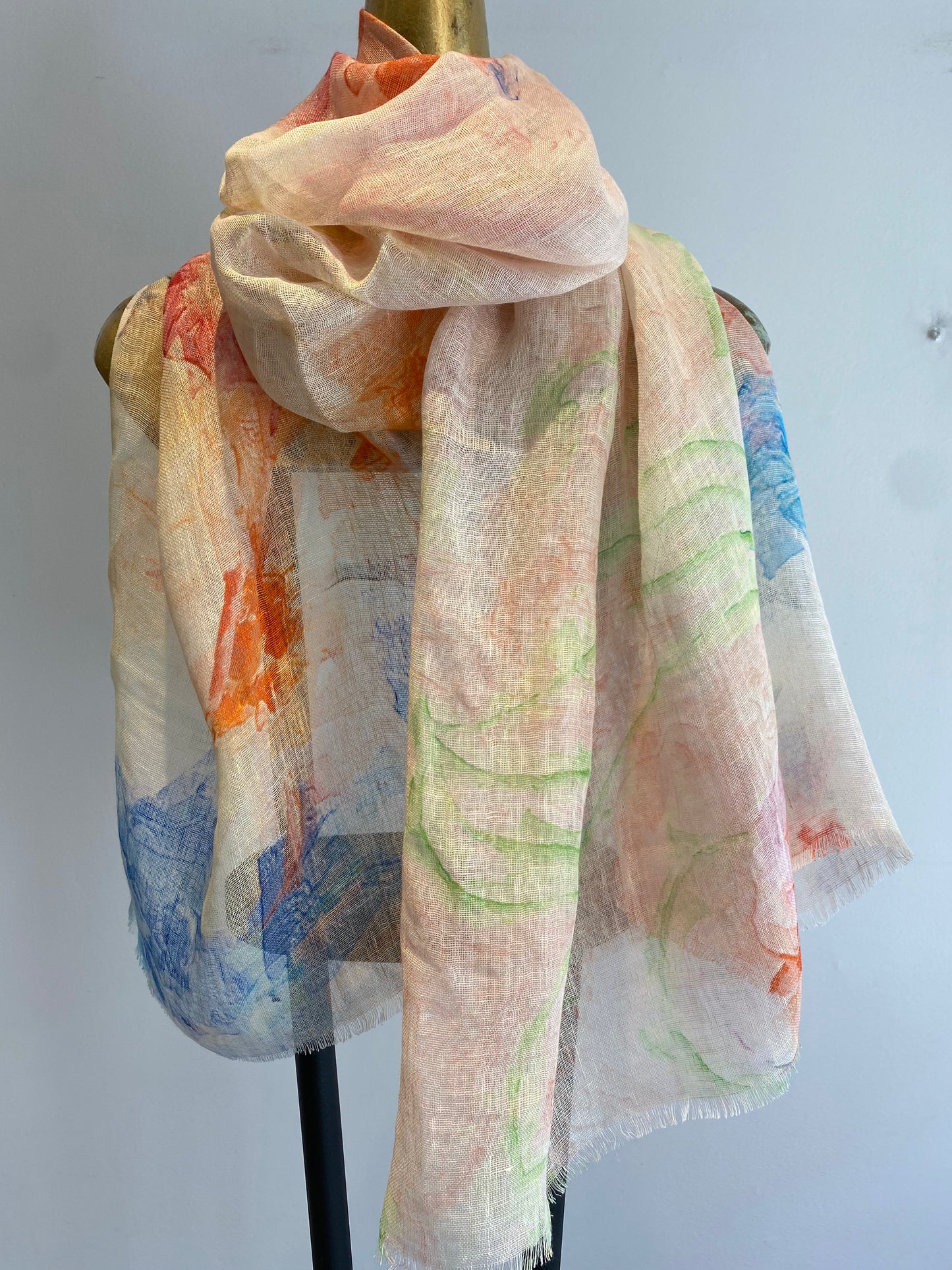 Linen Printed Scarf.      March Sale 25% Off ....At Checkout Use Code March25