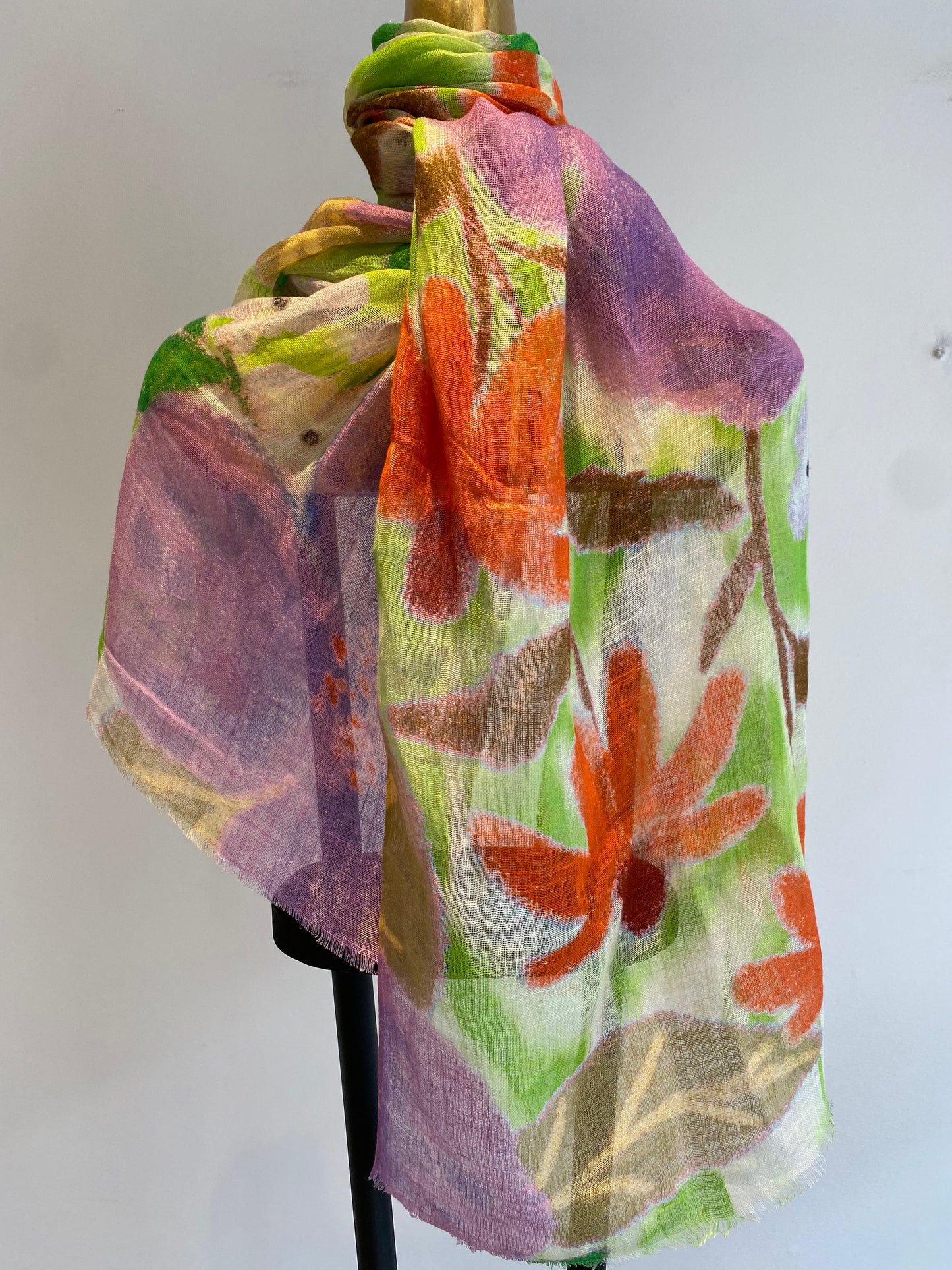 Linen Printed Scarf.      March Sale 25% Off ....At Checkout Use Code March25