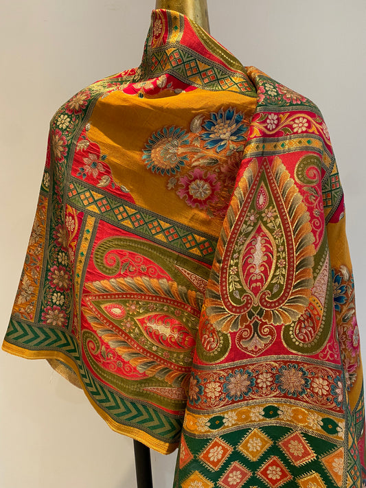 Hand Woven Silk Brocade Shawl