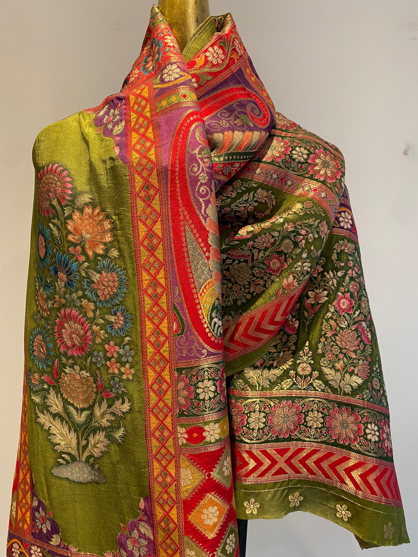 Hand Woven Silk Brocade Shawl