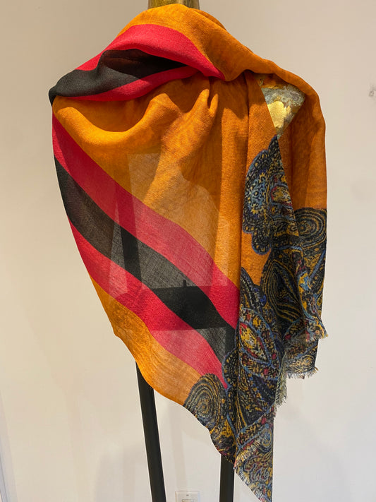 Wool & Silk Printed Scarf.           March Sale 25% Off ....At Checkout Use Code March25