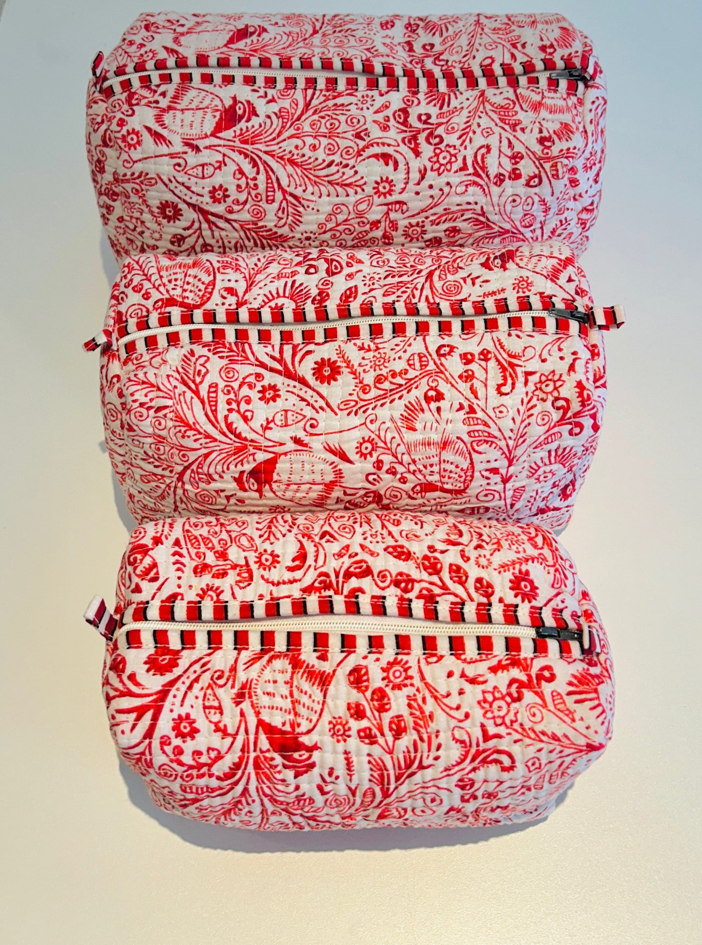 Hand Blocked Cotton Travel Set Of 3.       March Sale 25% Off ....At Checkout Use Code March25