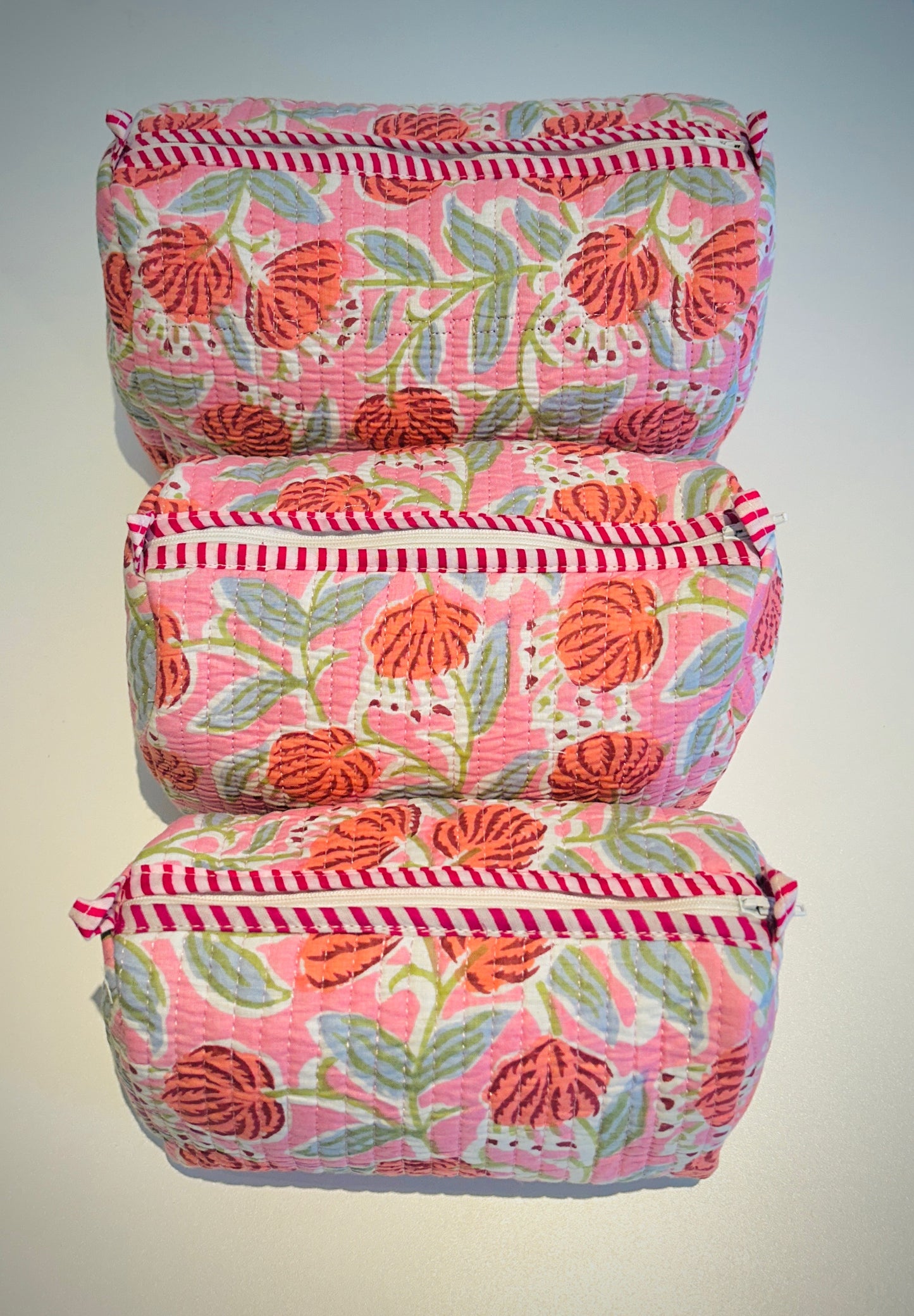 Hand Blocked Cotton Travel Set Of 3.       March Sale 25% Off ....At Checkout Use Code March25