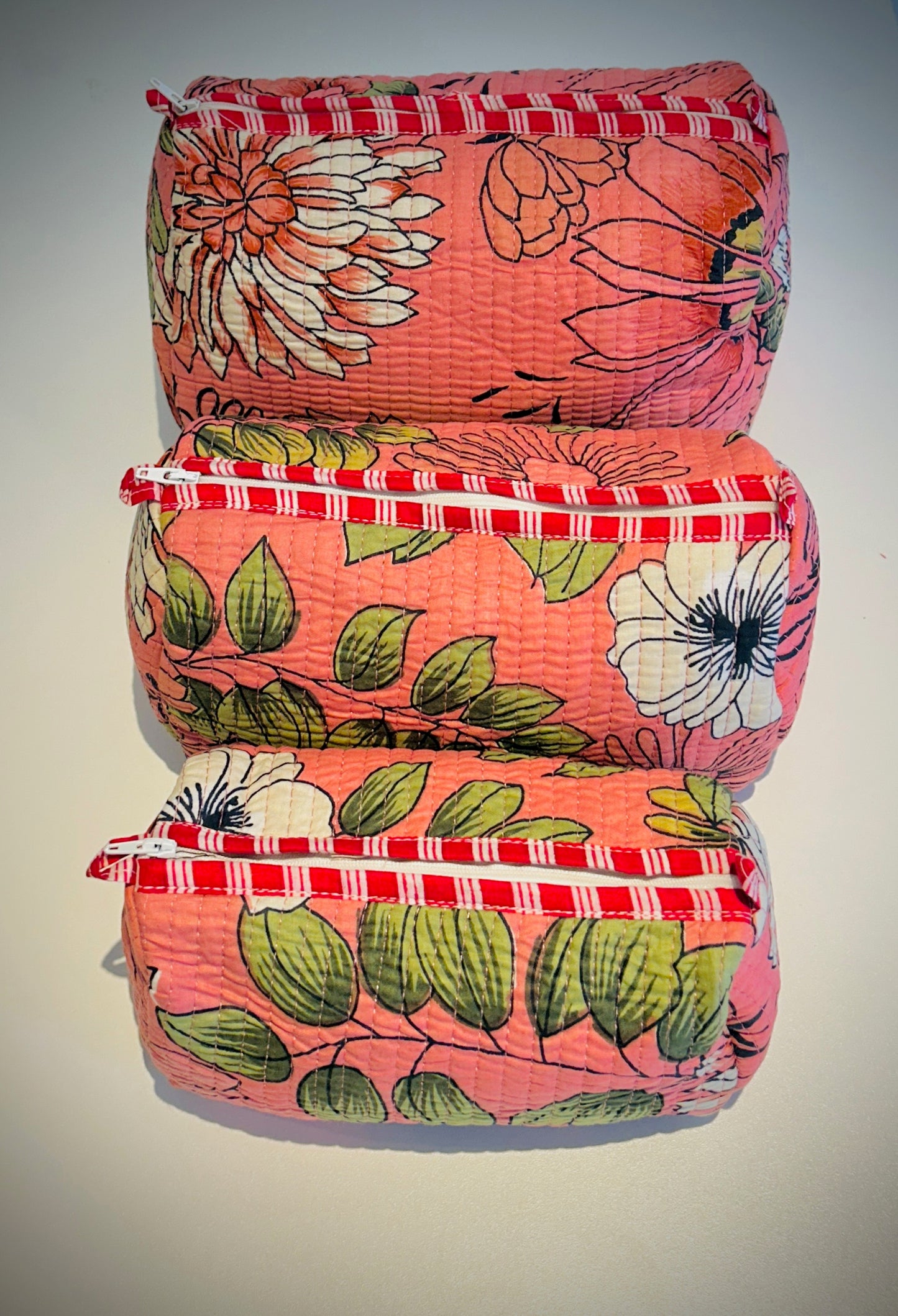 Hand Blocked Cotton Travel Set Of 3.       March Sale 25% Off ....At Checkout Use Code March25