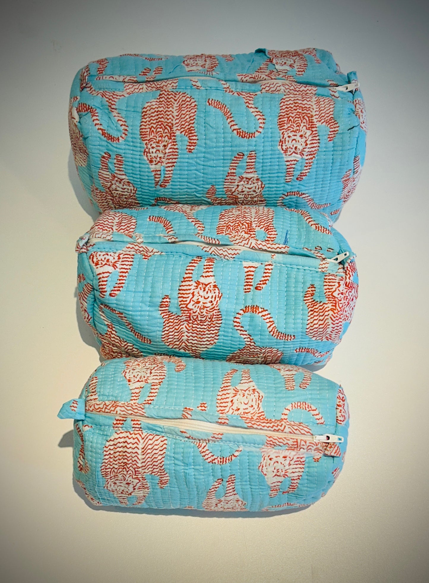 Hand Blocked Cotton Travel Set Of 3.       March Sale 25% Off ....At Checkout Use Code March25