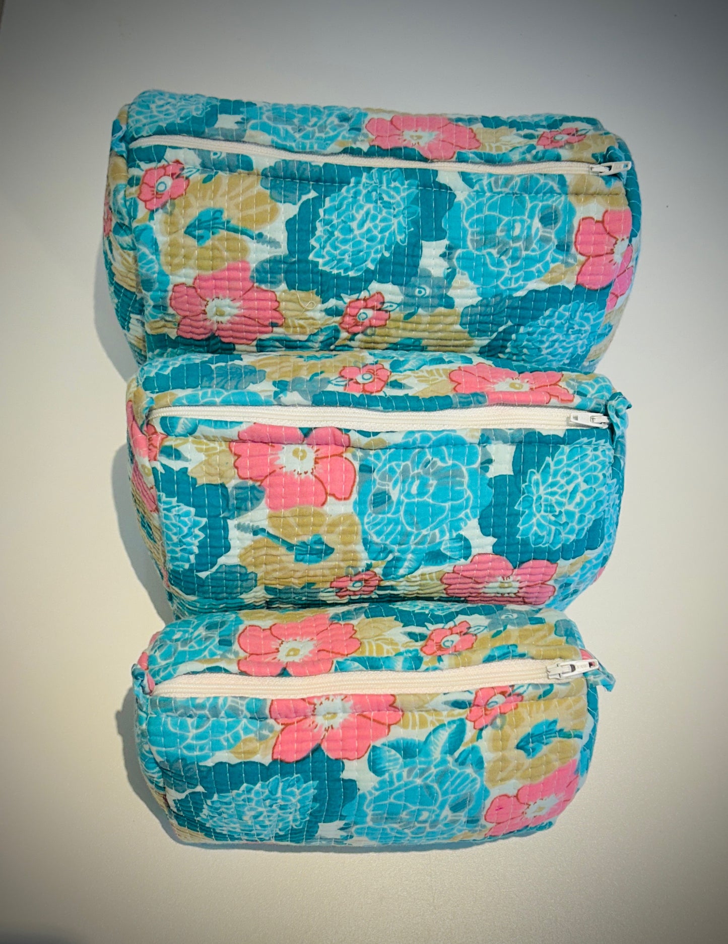 Hand Blocked Cotton Travel Set Of 3.       March Sale 25% Off ....At Checkout Use Code March25