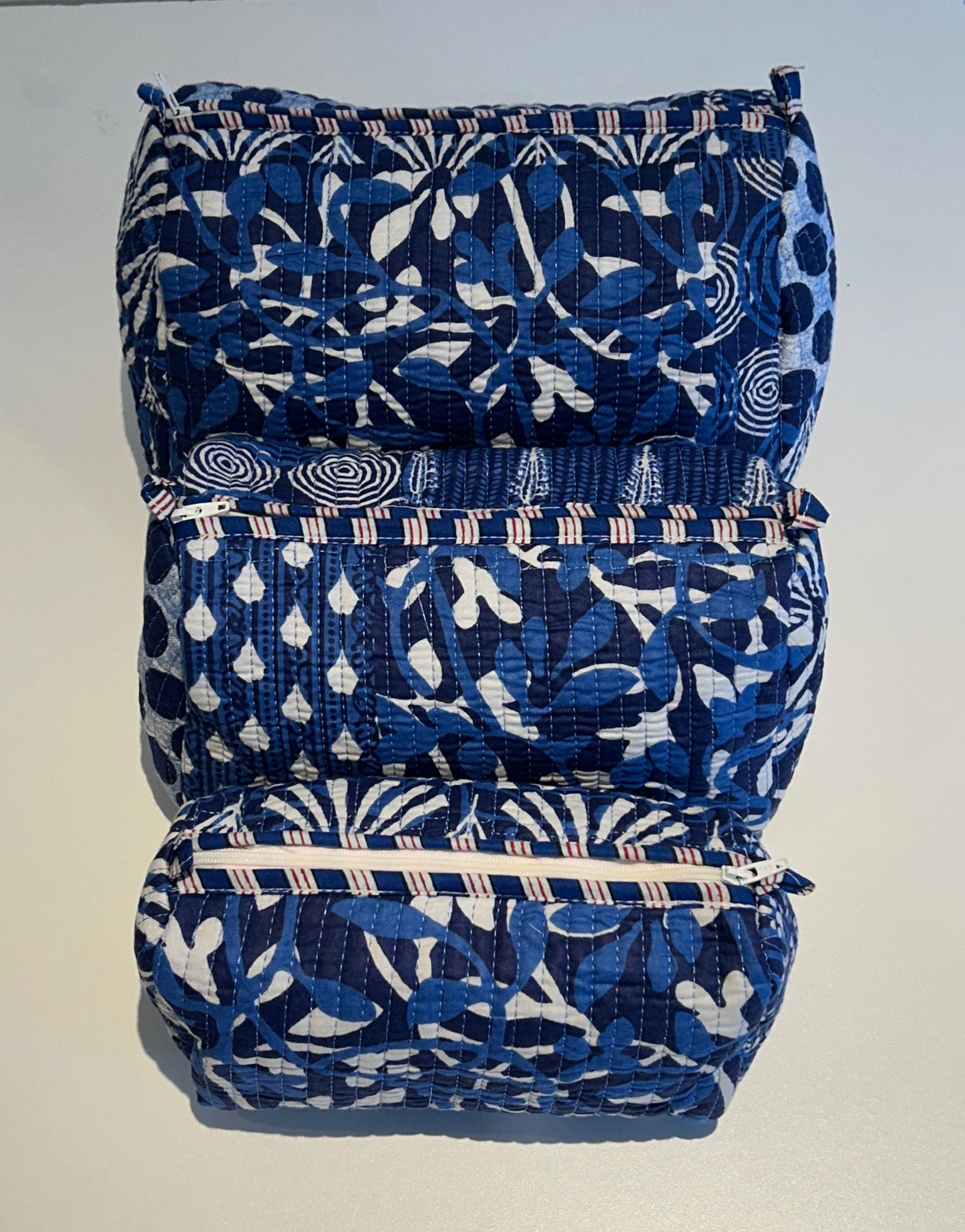 Hand Blocked Cotton Travel Set Of 3.       March Sale 25% Off ....At Checkout Use Code March25