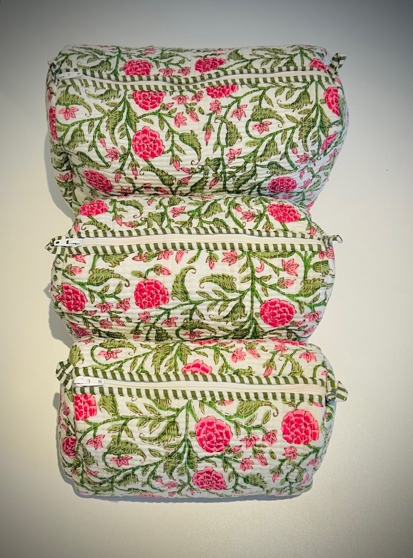 Hand Blocked Cotton Travel Set Of 3.       March Sale 25% Off ....At Checkout Use Code March25