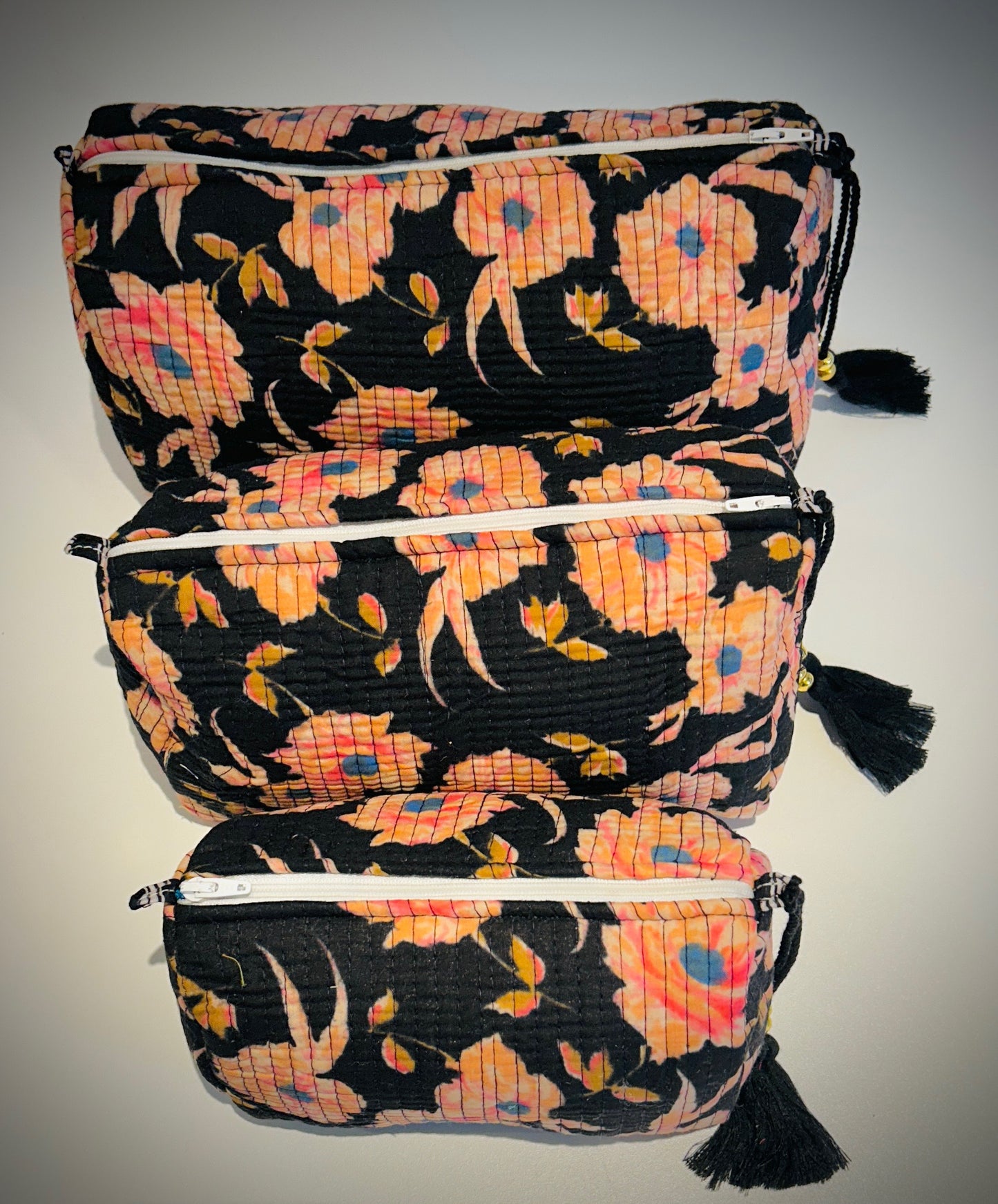 Hand Blocked Cotton Travel Set Of 3.       March Sale 25% Off ....At Checkout Use Code March25