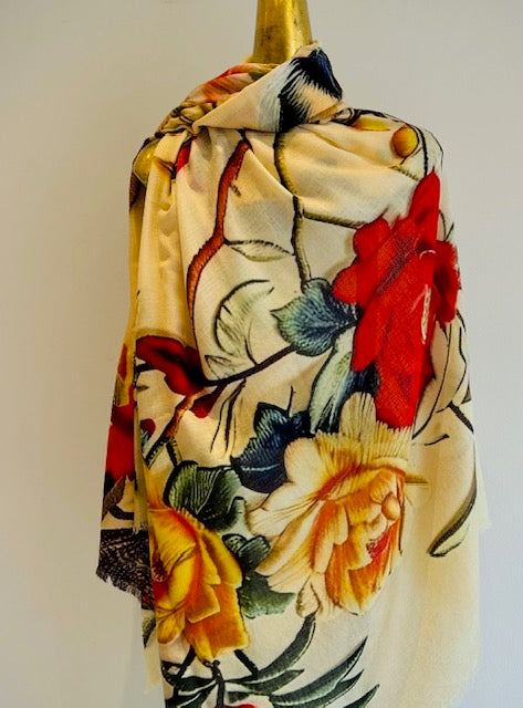 Luxury Light Cashmere Printed Shawl.       March Sale 25% Off ....At Checkout Use Code March25