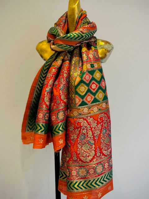 Hand Woven Silk Brocade Shawl