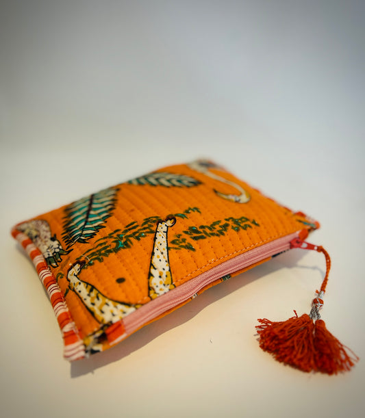 Hand Blocked Cotton Zip Pouch