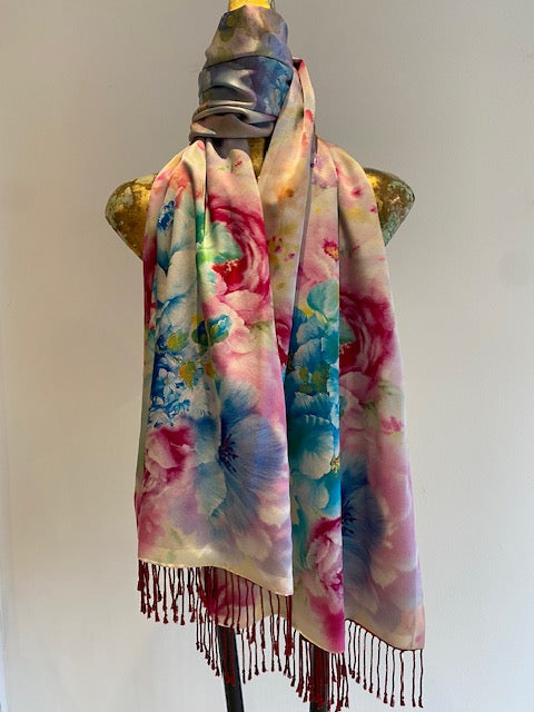 Silk Cashmere Scarf -  Winter Sale 50% Off - At checkout use code Winter50%