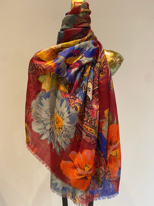 Wool & Silk Printed Scarf