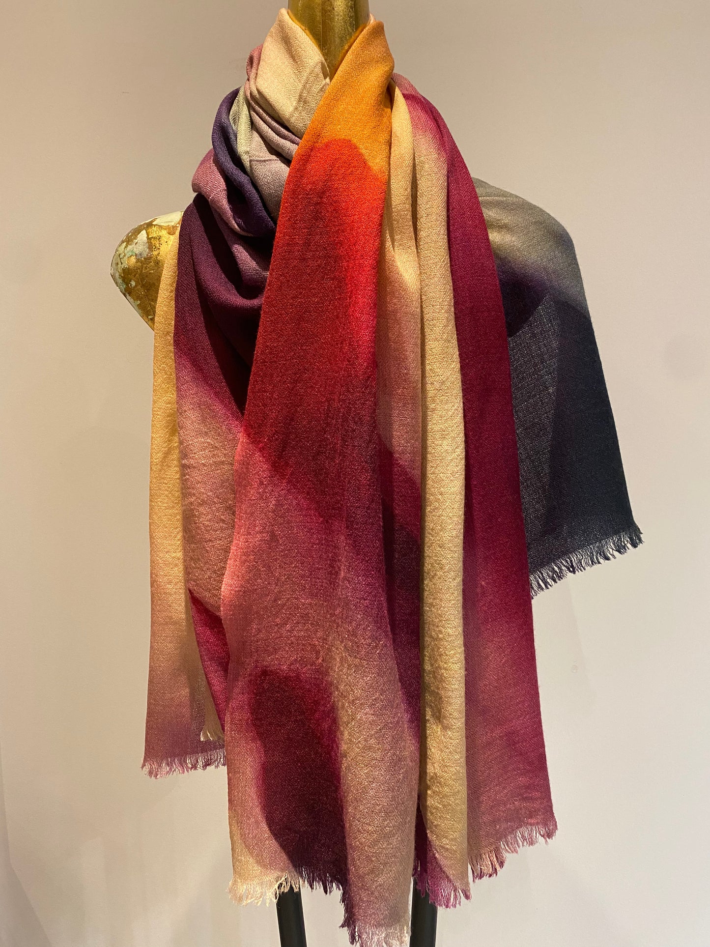 Merino Wool Silk Printed Scarf