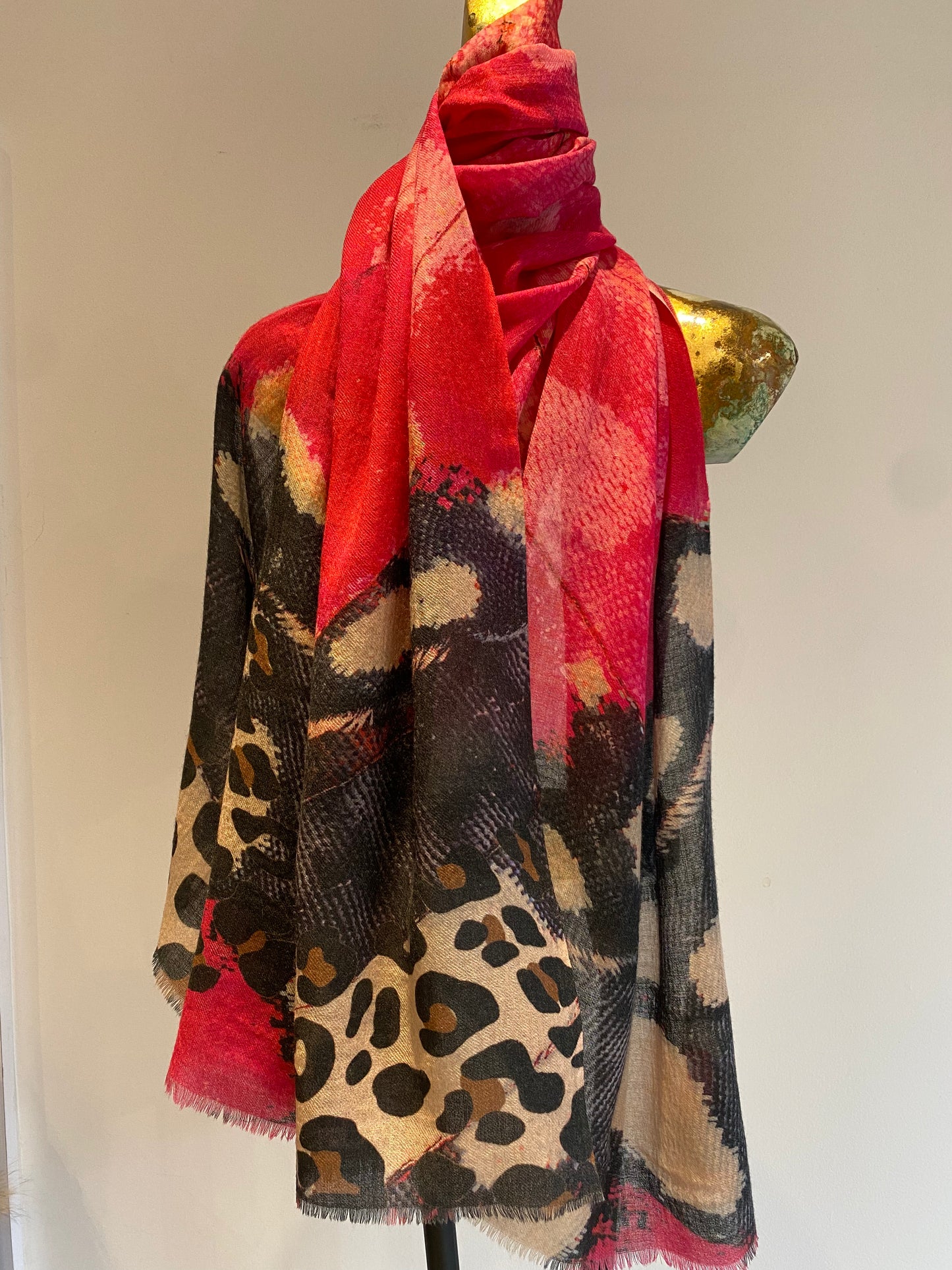 Wool & Silk Printed Scarf -  Winter Sale 50% Off - At checkout use code Winter50%