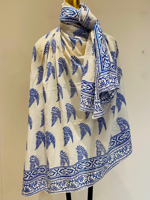 Hand Block Print Cotton Scarves.      March Sale 25% Off ....At Checkout Use Code March25