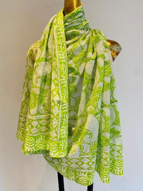 Hand Block Print Cotton Scarves.      March Sale 25% Off ....At Checkout Use Code March25