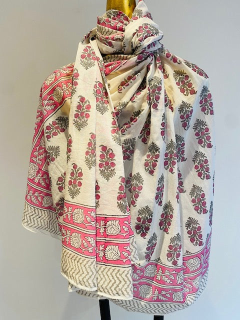 Hand Block Print Cotton Scarves.      March Sale 25% Off ....At Checkout Use Code March25