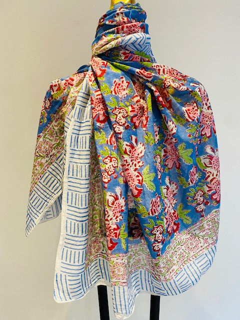 Hand Block Print Cotton Scarves.      March Sale 25% Off ....At Checkout Use Code March25