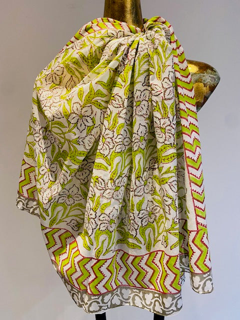 Hand Block Print Cotton Scarves.      March Sale 25% Off ....At Checkout Use Code March25