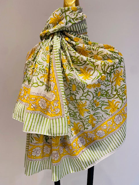 Hand Block Print Cotton Scarves.      March Sale 25% Off ....At Checkout Use Code March25