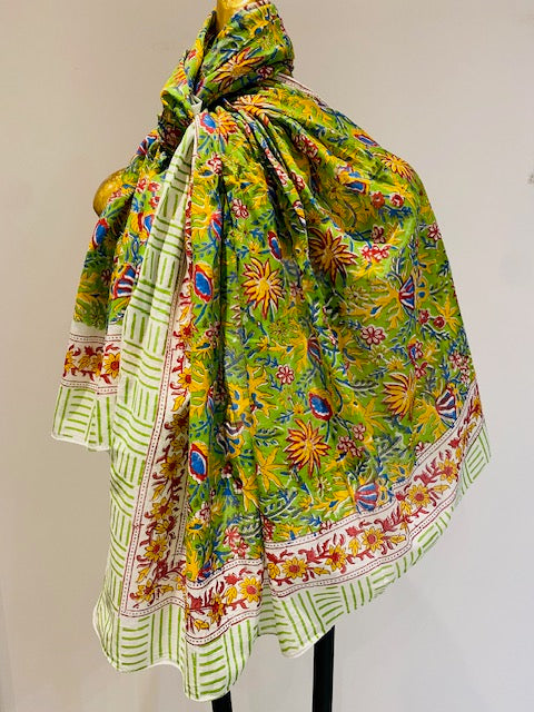 Hand Block Print Cotton Scarves.      March Sale 25% Off ....At Checkout Use Code March25