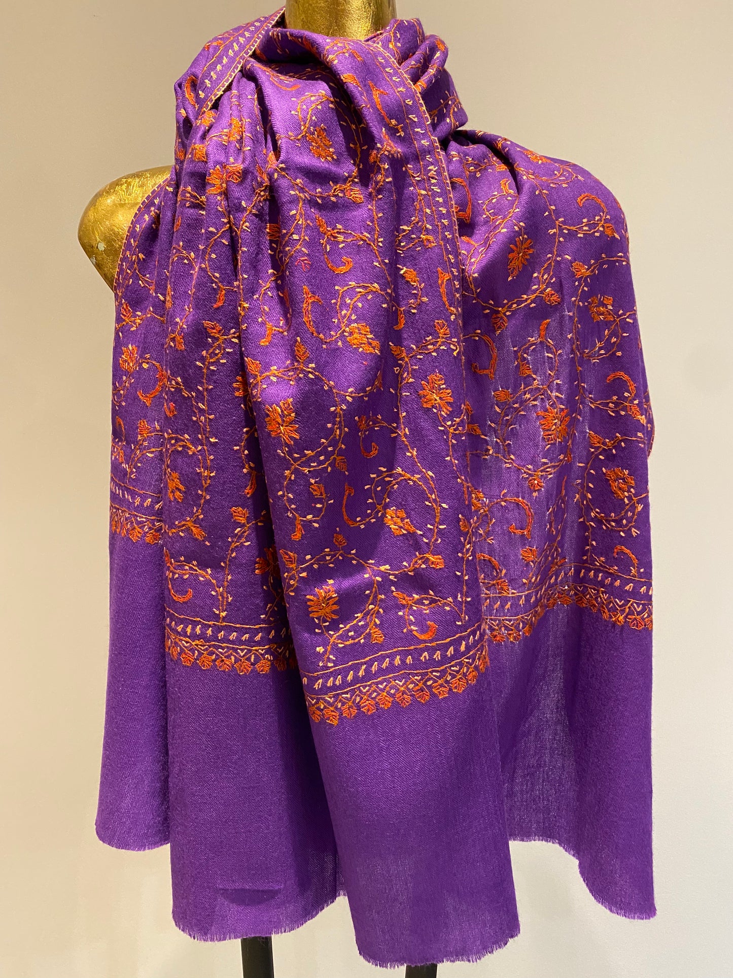 Kashmiri Shawl With All Over Embroidery.     March Sale 25% Off ....At Checkout Use Code March25