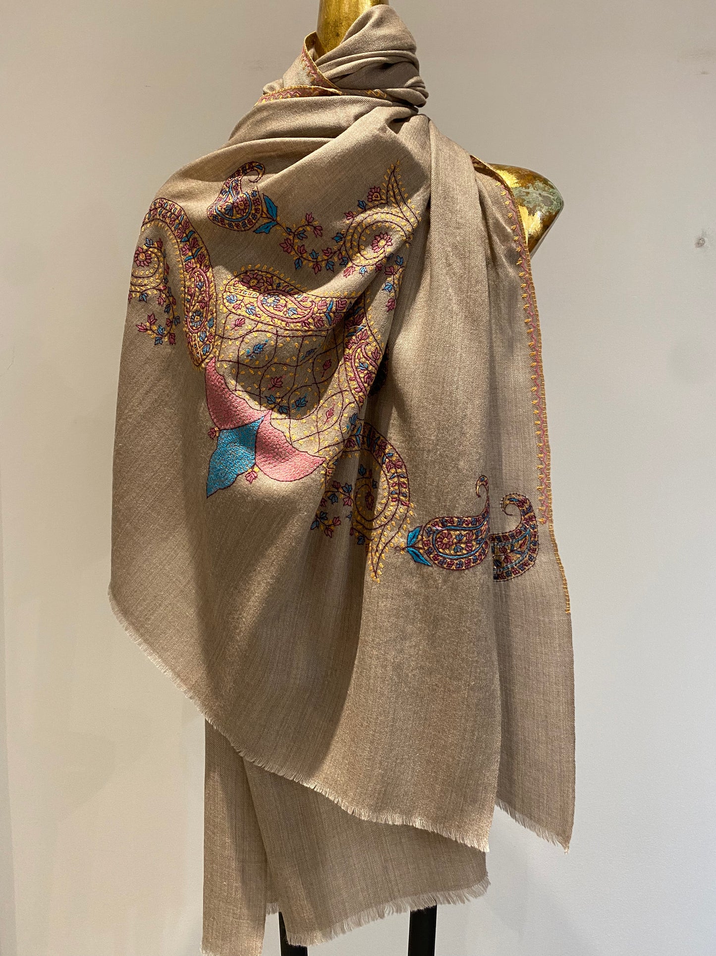 Kashmiri Shawl With Embroidery.     March Sale 25% Off ....At Checkout Use Code March25