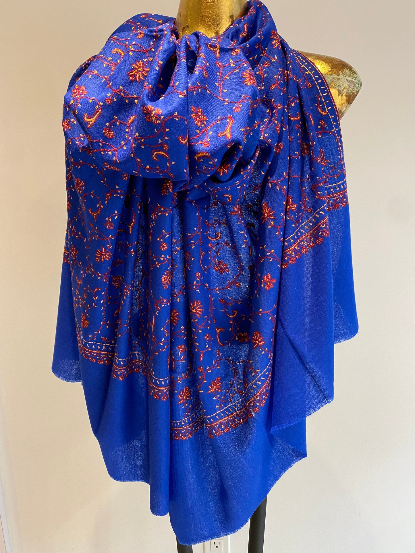 Kashmiri Shawl With All Over Embroidery.     March Sale 25% Off ....At Checkout Use Code March25