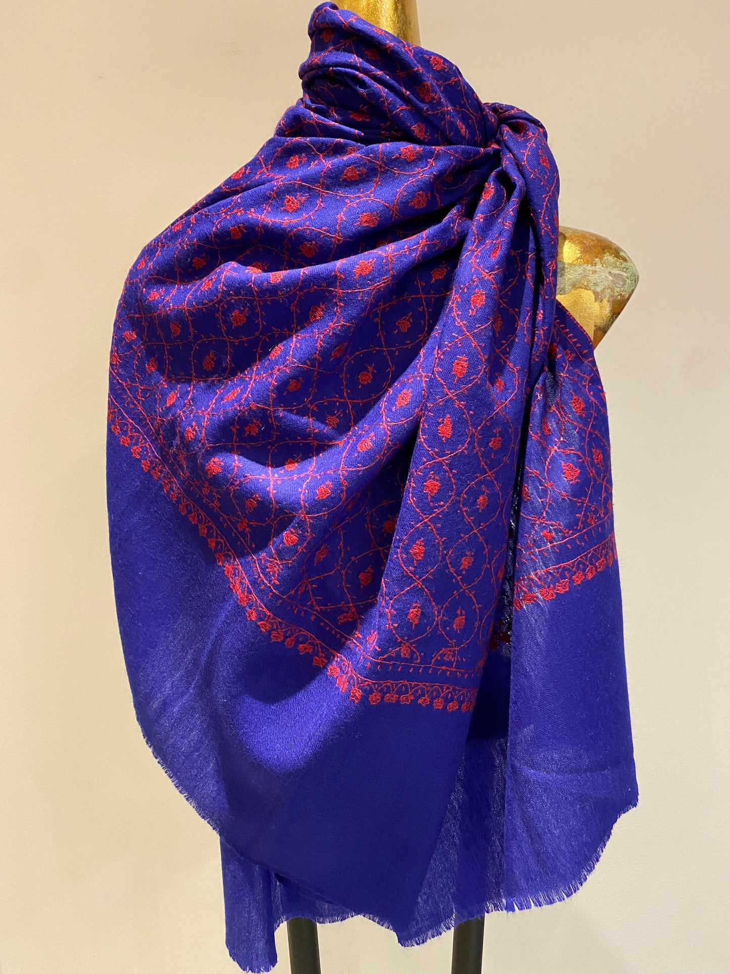 Kashmiri Shawl With All Over Embroidery.     March Sale 25% Off ....At Checkout Use Code March25