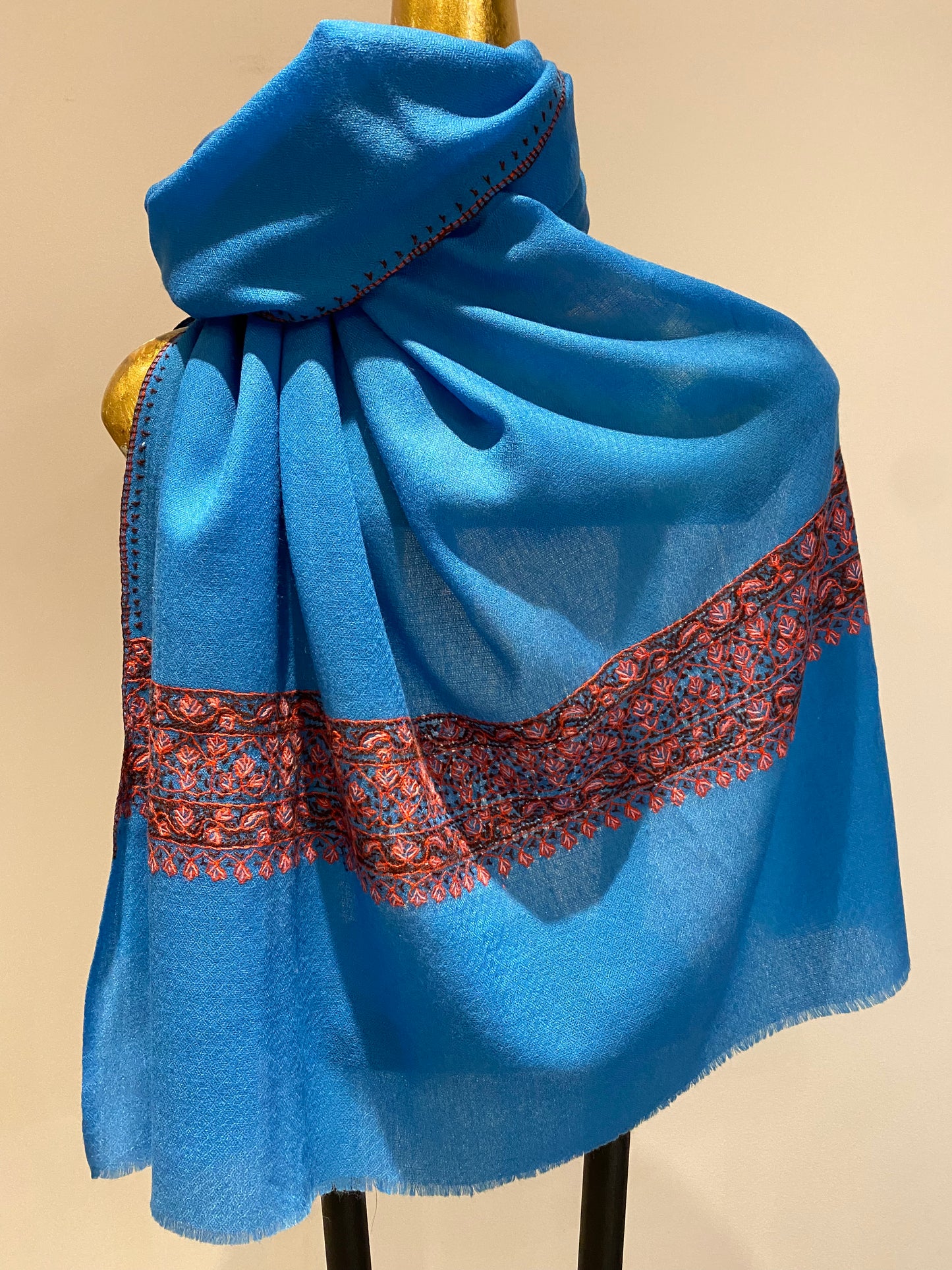 Kashmiri Border Shawl.      March Sale 25% Off ....At Checkout Use Code March25