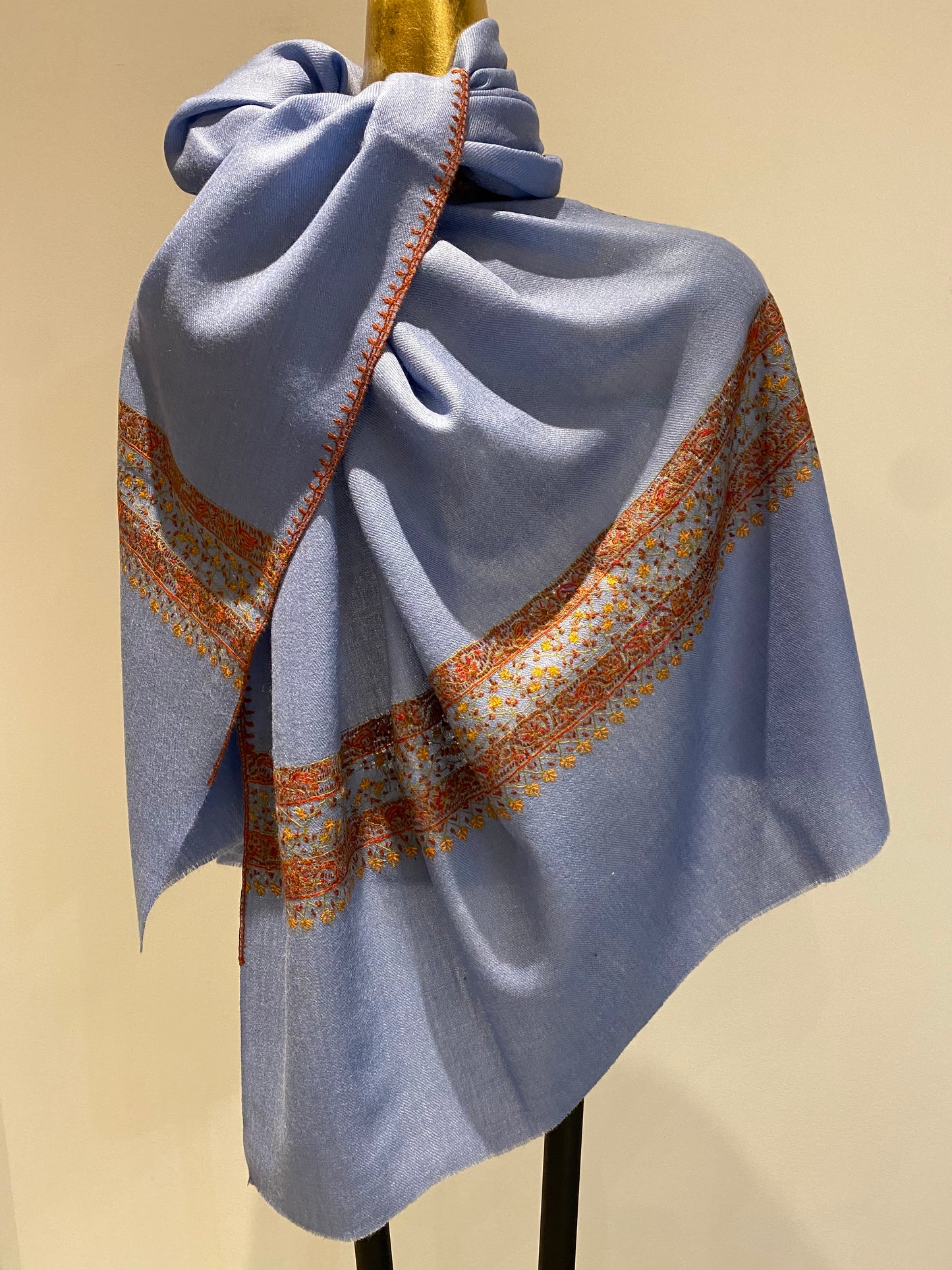 Kashmiri Border Shawl.      March Sale 25% Off ....At Checkout Use Code March25