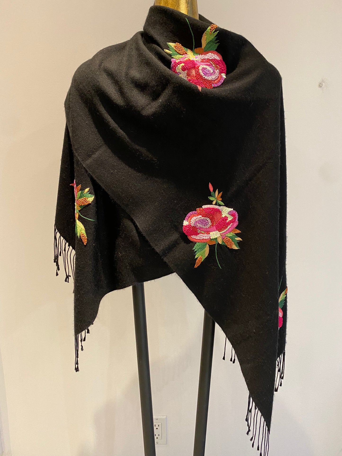 Beaded Embroidered Floral Pashmina