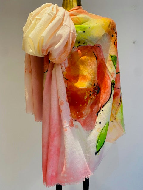 Luxury Light Cashmere Printed Shawl.       March Sale 25% Off ....At Checkout Use Code March25