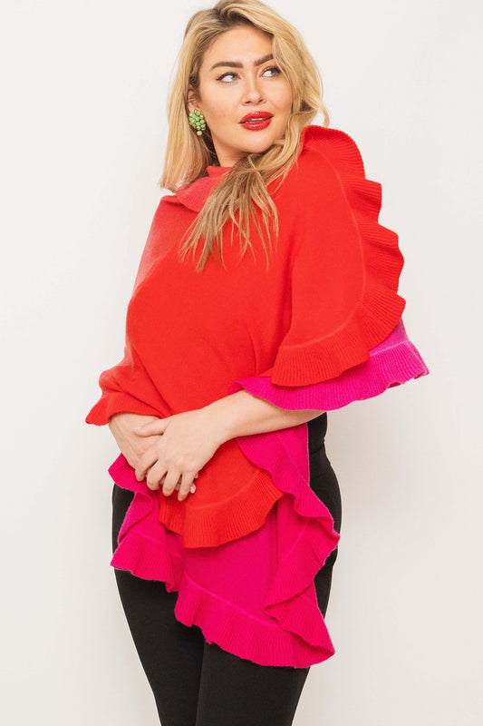 Cashmere Ruffled Shawl - Winter Sale - 50% Off - at checkout use code: Winter50%