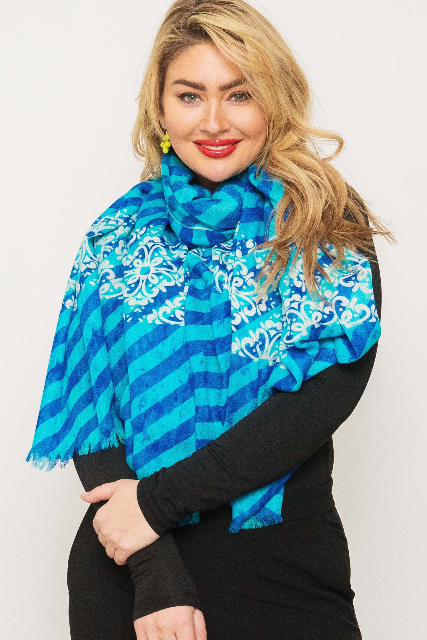 Merino Wool Silk Printed Shawl -  Winter Sale 50% Off - At checkout use code Winter50%