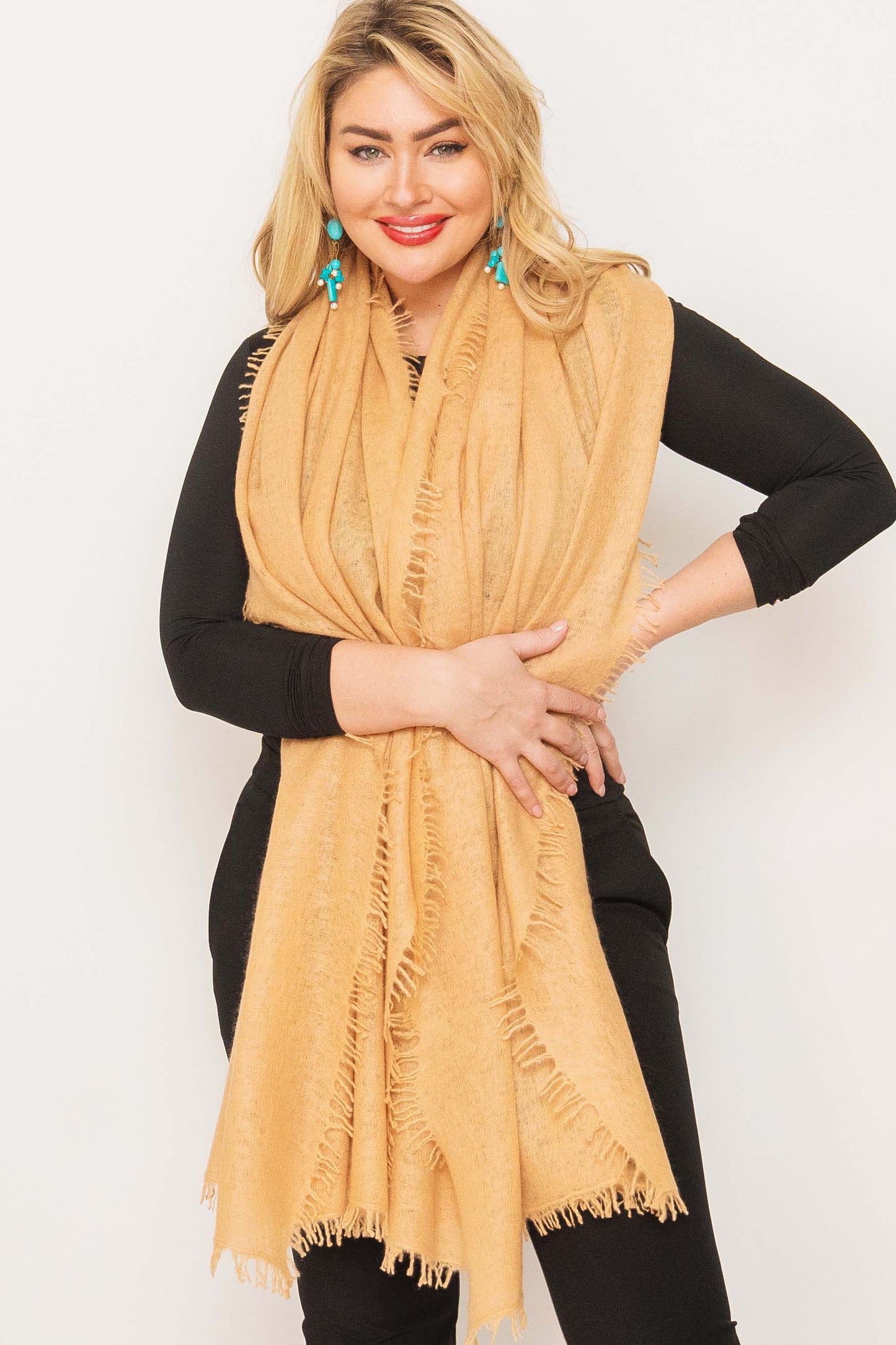 Cashmere Fringed Shawl.       March Sale 25% Off ....At Checkout Use Code March25