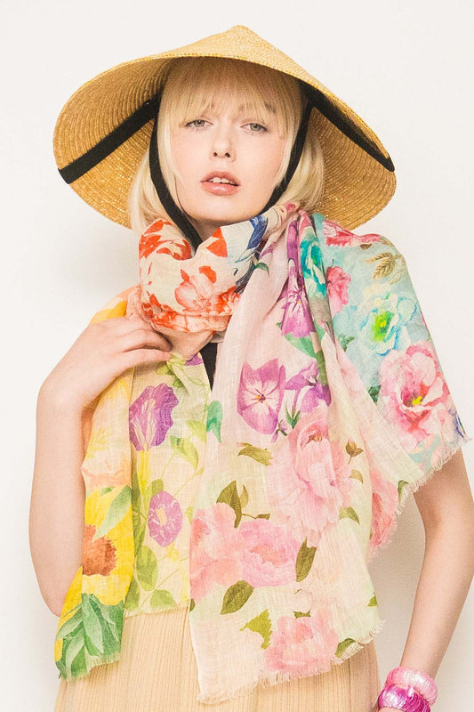 Linen Printed Scarf.      March Sale 25% Off ....At Checkout Use Code March25